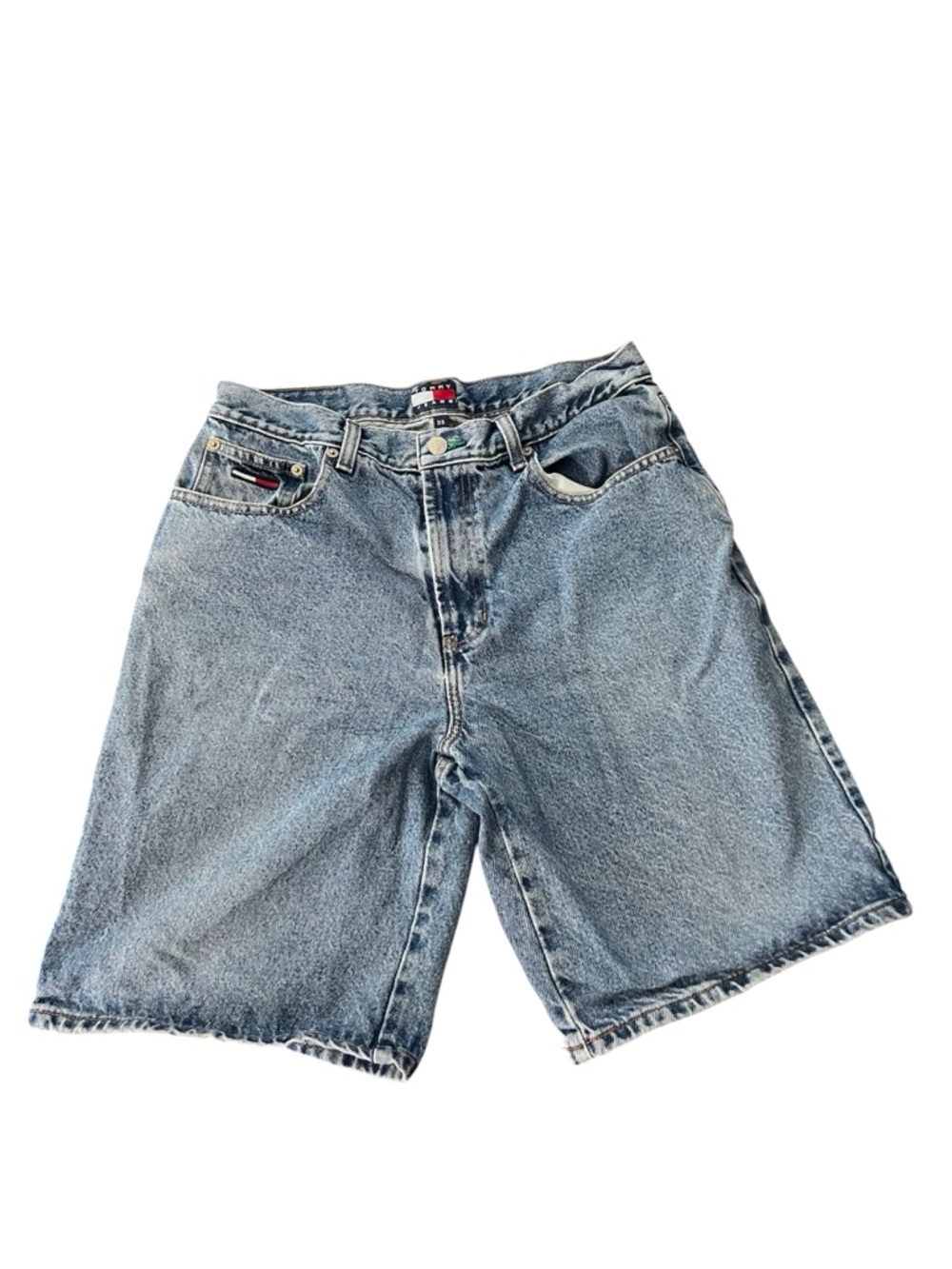 Tommy Jeans Shorts Mens Blue Vintage Y2K 2000s Tommy Hilfiger Back Patch Size 33